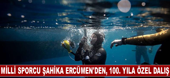 Milli sporcu Şahika Ercümen'den, Cumhuriyet'in 100. yılına özel dalış