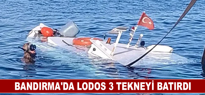 Bandırma'da lodos 3 tekneyi batırdı