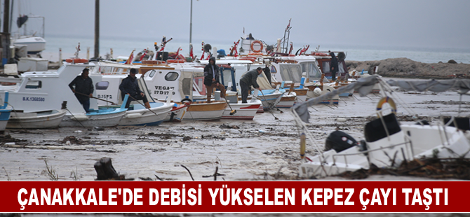 Çanakkale'de debisi yükselen Kepez Çayı taştı