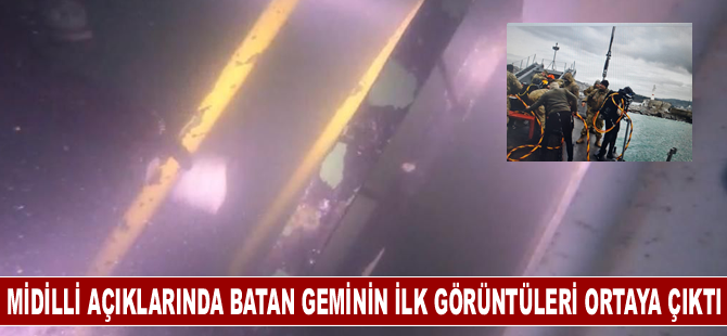 Midilli açıklarında batan geminin ilk görüntüleri ortaya çıktı