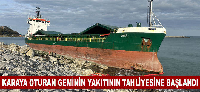 Karaya oturan geminin yakıtının tahliyesine başlandı