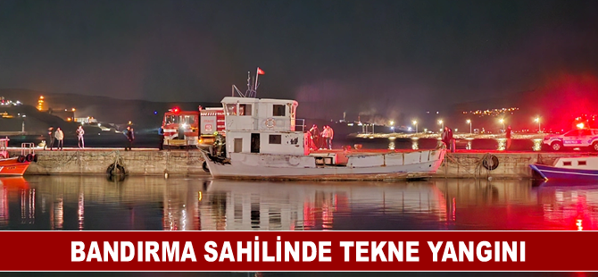 Bandırma sahilinde tekne yangını