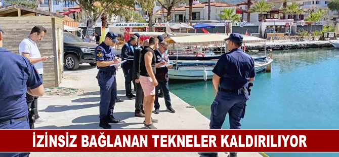 İzinsiz bağlanan tekneler kaldırılıyor