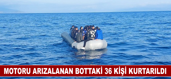 Balıkesir açıklarında motoru arızalanan bottaki 36 kişi kurtarıldı