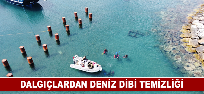 Bodrum'da dalgıçlardan deniz dibi temizliği