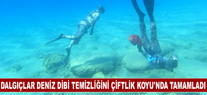 Dalgıçlar deniz dibi temizliğini Çiftlik Koyu'nda tamamladı