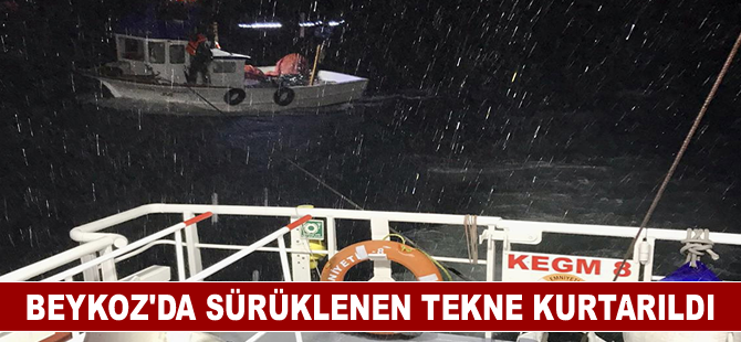 Beykoz'da sürüklenen tekne kurtarıldı