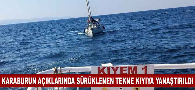 Karaburun açıklarında sürüklenen tekne kıyıya yanaştırıldı