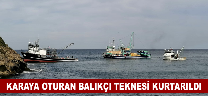 Karaya oturan balıkçı teknesi kurtarıldı