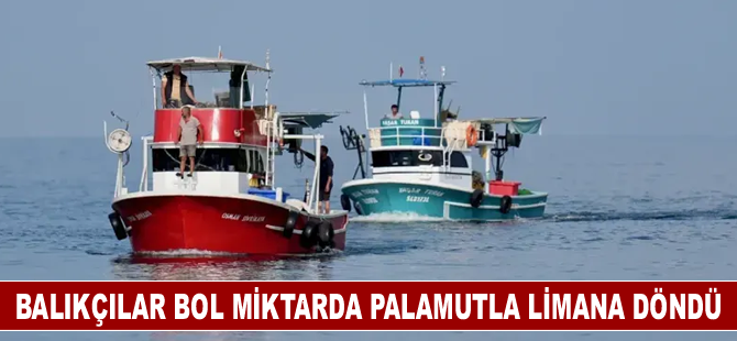 Balıkçılar bol miktarda palamutla limana döndü