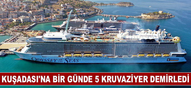 Kuşadası'na bir günde 5 kruvaziyer demirledi