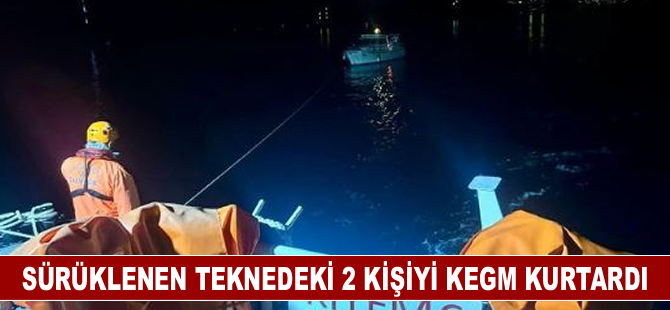 Sürüklenen teknedeki 2 kişiyi KEGM kurtardı