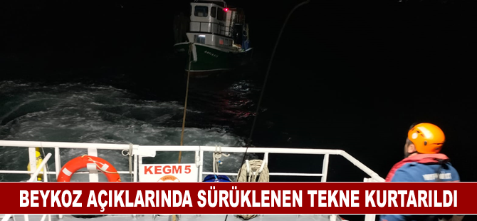 Beykoz açıklarında sürüklenen tekne kurtarıldı