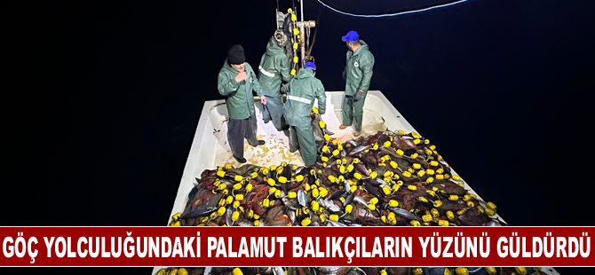 Göç yolculuğundaki palamut balıkçıların yüzünü güldürdü