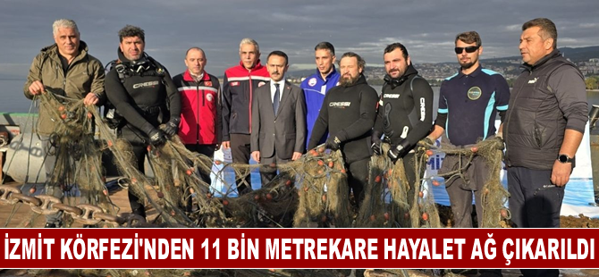 İzmit Körfezi'nden 11 bin metrekare hayalet ağ çıkarıldı