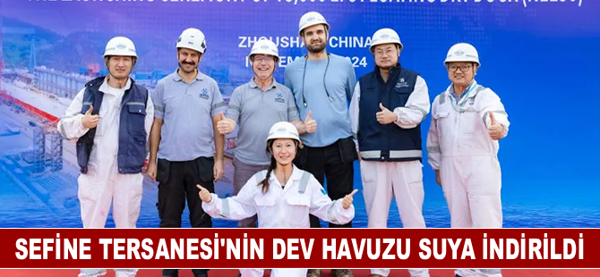 Sefine Tersanesi'nin 75 bin tonluk yüzer havuzu suya indirildi