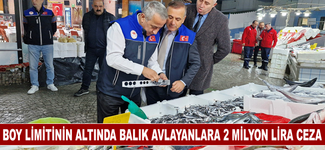 Boy limitinin altında balık avlayanlara 2 milyon lira para cezası