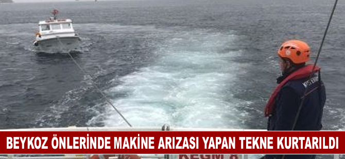 Beykoz önlerinde makine arızası yapan tekne kurtarıldı