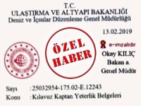 Bakanlık, kılavuz kaptan transfer yasağını Kıyı Emniyeti Genel Müdürlüğü ile sınırladı